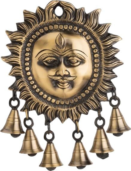 Image of COMPASS Brass Home Decorative Decor Surya Bells,Wall Hanging Showpiece, Antique | DI 02 | 7.5 inch x 5.5 inch | Pack OF 1