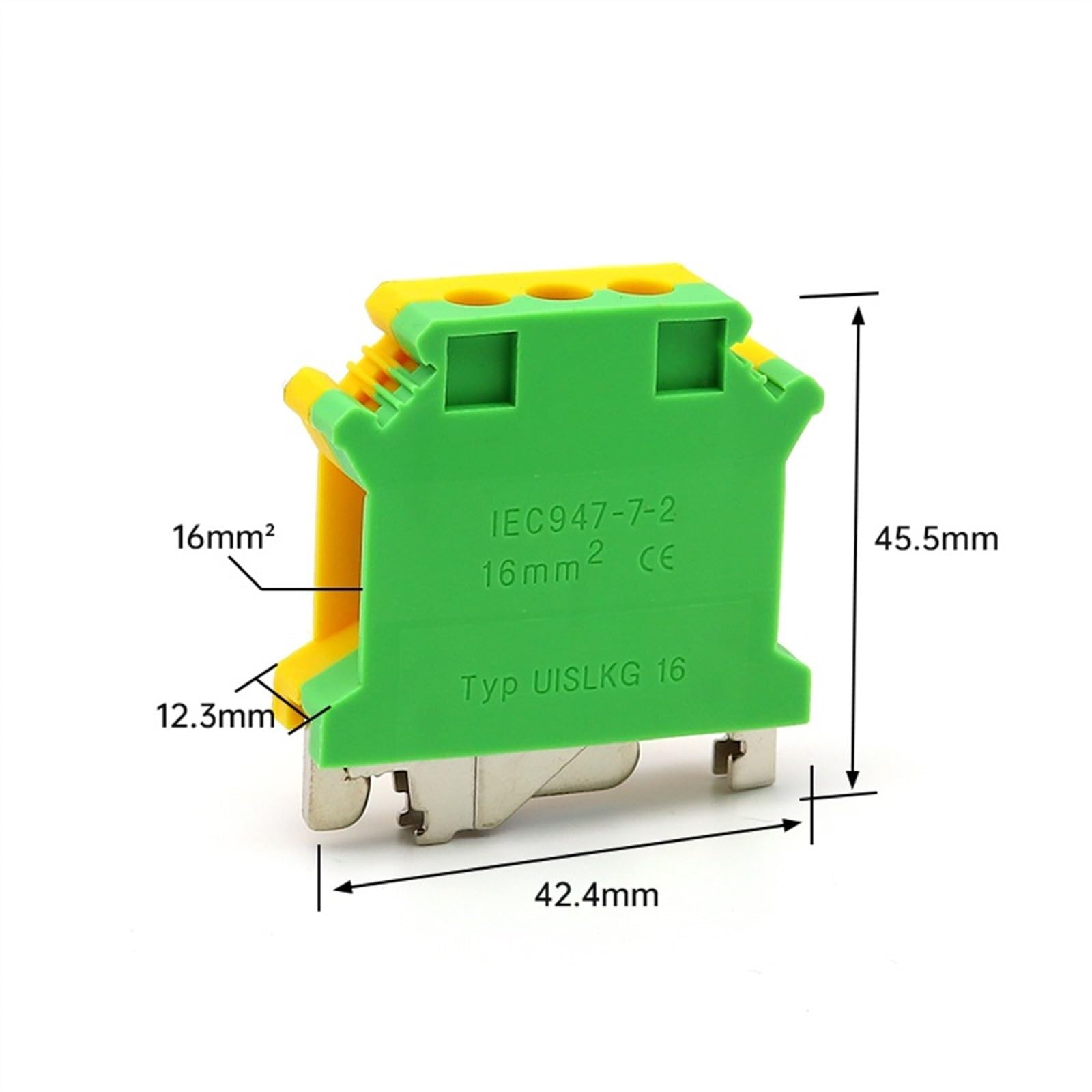 3 uds bloque de terminales de carril DIN USLKG tornillo Terminal de tierra 2,5-35 mm² conectores de cable eléctrico caja de distribución de energía 24-2 AWG (Color : USLKG16)