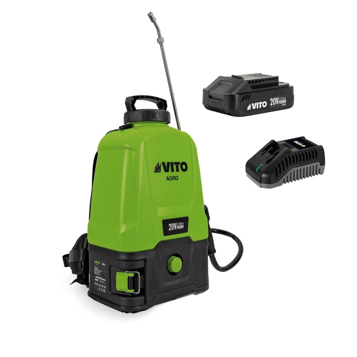 VITO - Elektryczny opryskiwacz akumulatorowy 20V 16L 5bar + 2 baterie litowe 2Ah + ładowarka