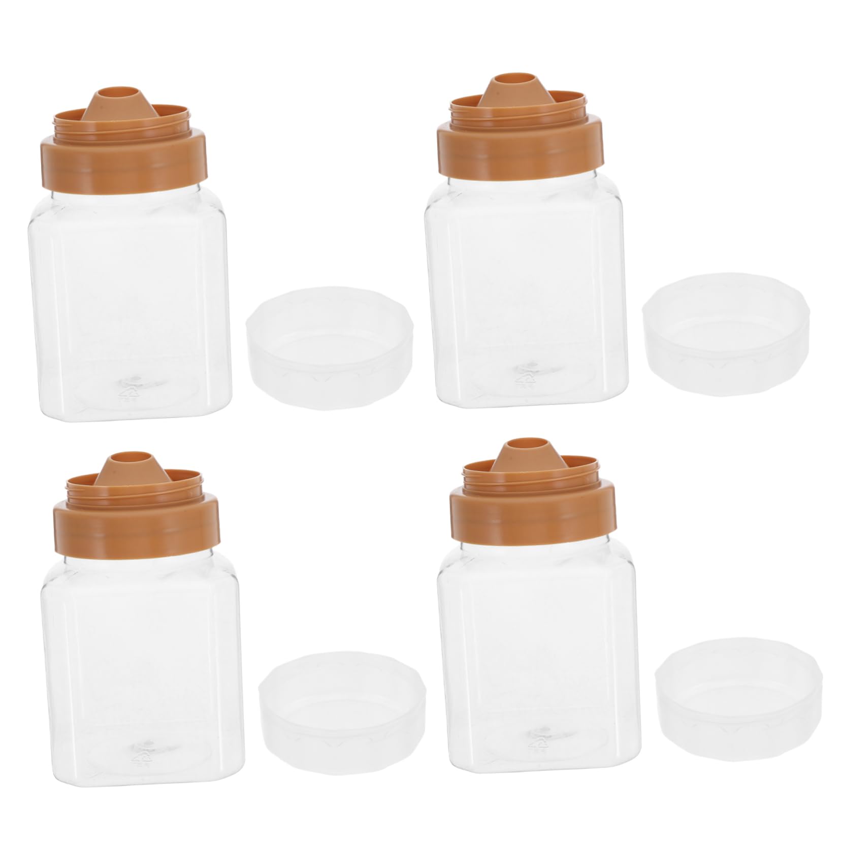 BCOATH 4Pcs Clear Reusable Plastic Honey Jars with Lids for Honey Syrup and Sauces Controlled Pouring Design for Precise Dispensing Durable Kitchen Organization Container