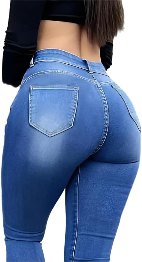 High-Waisted Stretch Denim Jeans for Women – Slim Fit, Comfortable Casual Pants, Functional Pockets in Black, Grey, Washes