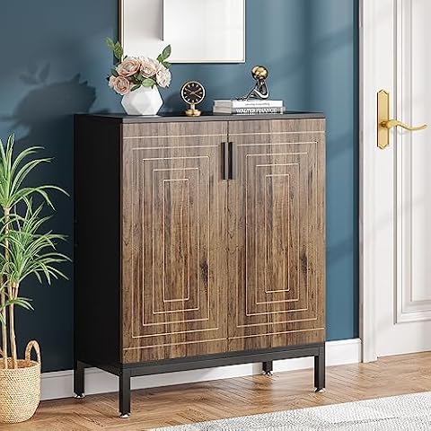 TRIBESIGNS WAY TO ORIGIN Shoe Cabinet, 20 Pairs Modern Shoe Storage Cabinet with Doors, 6-Tier Freestanding Entryway Shoe Organizer Rack for Living Room, Closet, Rustic Brown Cover