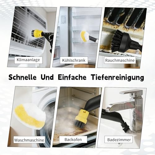 12 Stück Kompatibel für Kärcher Dampfreiniger Zubehör, Ersatzteile für Dampfreiniger Kärcher SC1 SC2 SC3 SC4 SC5(Verlängerte Düse, Rundbürste, Fugenbürste, Mikrofaser-Tücher, Schaber)