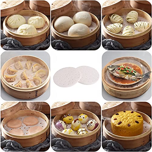 Changle 500 Pcs Air Fryer Parchment Paper,8.5 Inches Bamboo Steamer Liners, Premium Perforated Parchment Steaming Papers, Non-Stick Steamer Mat, For Air Fryer, Steaming Basket, Pans, Dumplings. #TOP6