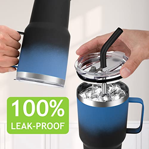 Zenbo 30 Oz Tumbler With Handle Keeps Drinks Cold Up To 24 Hours,Insulated Tumbler With Lid And Straw,Vacuum Thermal Cup With Handle,Leak Proof,Dishwasher Safe #TOP2