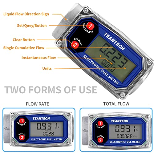 Digital Turbine Flow Meter Digital Lcd Display With Npt Counter Gas Oil Fuel Flowmeter For Measure Diesel Kerosene Gasoline (1 Inch) #TOP4
