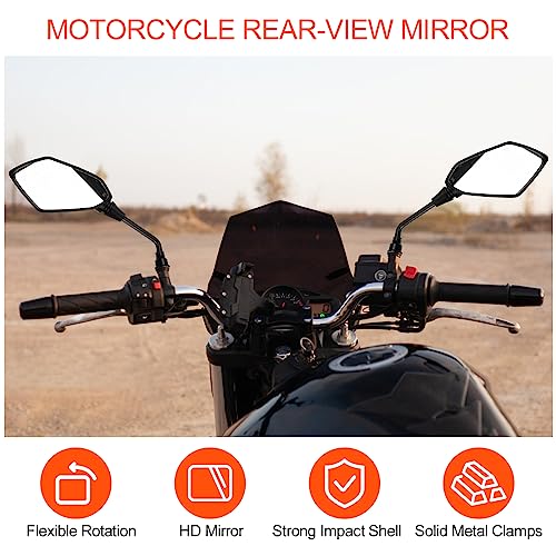 Fousenuk Universal Motorrad Spiegel Set M8 M10, Drehbarer Motorrad Rückspiegel mit Rechtsgewinde und Linksgewinde, Motorradspiegel Lenkerendenspiegel Kompatibel mit Scooter, E-Bike, ATV, Moped