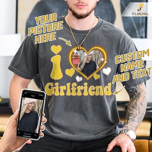 Personalized I Love My Boyfriend Shirt with Photo & Name, Custom I Heart My Boyfriend Shirt, Valentine Gift2