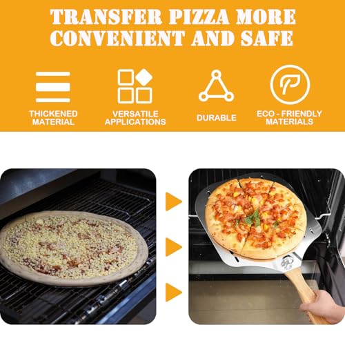 12-Inch Perforated Pizza Peel - Aluminium Pizza Paddle with Folding Wooden Handle for Easy Storage & Baking Accessories - Image 5