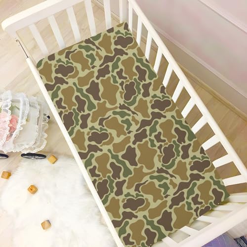 Image of VIGTRO Vintage Duck Hunter Baby Crib Sheets for Boys Girls, Breathable Soft Fitted Crib Playard Sheets Baby Mattress Sheet, M 52x28x9in