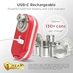 Kitchen Mama Mini Plus Rechargeable Electric Can Opener: Compact Design, USB-C Charging, Hands-Free, Auto Shut-Off, Smooth Edge Cutting - Perfect for Seniors, Home, and Travel (Red) - Image 4