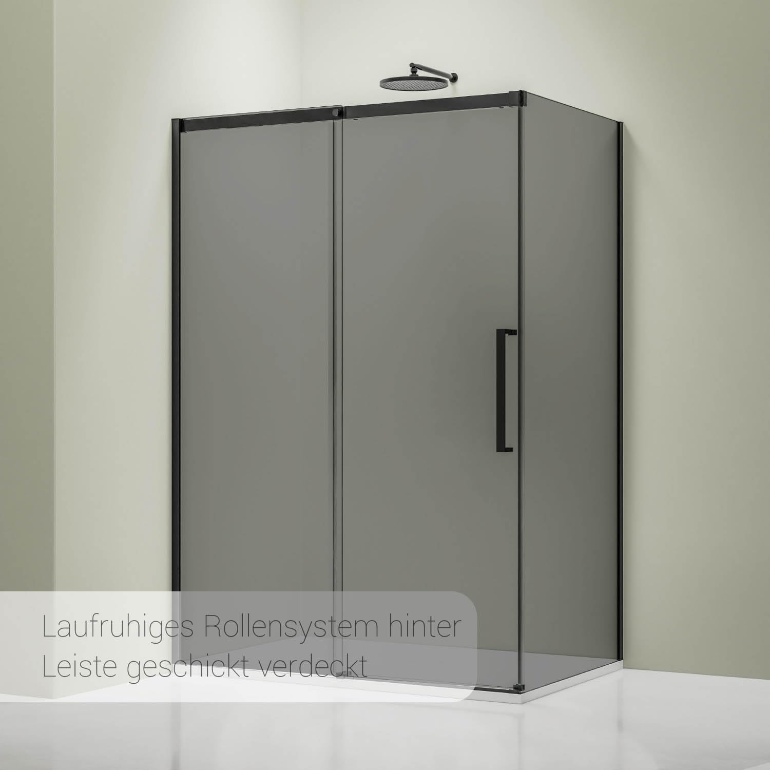 BERNSTEIN Eckdusche DX906 FLEX – Schiebetür, 140x70 Cm, 8 Mm ESG-Glas Mit Nano-Beschichtung, Schwarz Matt