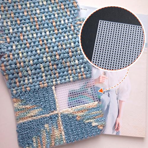 Image of Pndeyo 3 Sheet Clear Plastic Mesh Canvas, 7Count Printable Fursuit Eyes Mesh for Embroidery Yarn DIY Crafting Knit Crochet Projects Fursuits Handicrafts Making- 10in x 13in