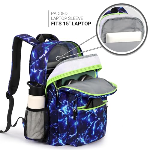 Image of ZORFIN 26L Backpack for College, and Travel: Water Resistant Bookbag - Blue Lightning