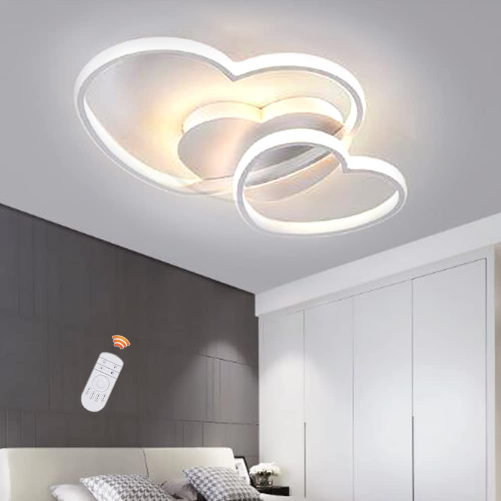 Lfoute Ceiling Light LED Modern Heart Shaped Children's Lamp Children's Room Ceiling Lamp Dimmable with Remote Control Bedroom Boys Girls Living Room Pendant Lamp Interior Chandelier,White — image 1