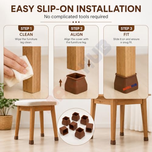 Image of MaruHub Non Slip Furniture Pads for Hardwood Floors, Furniture Leg Protectors for Chair, Table, Sofa, Self Adhesive Rubber Pads to Prevent Floor Scratches & Reduce Noise (Black, Model 18)