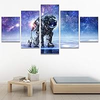 SIGNWIN 5 Panel Canvas Wall Art Modern Art Astronomy & Space Contemporary Cosmic Dramatic Mixed Media Multicolor for Home Decorations Ready to Hang - 60