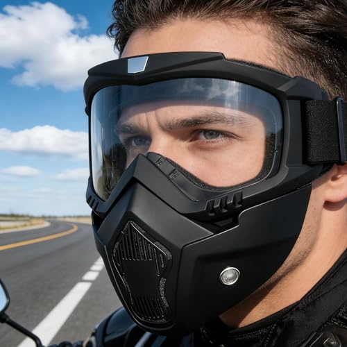 Image of Motorcycle Face Mask Full Face,Dirt Bike Goggles Motocross, ATV, Offroad, Riding Racing Goggles for Men Women