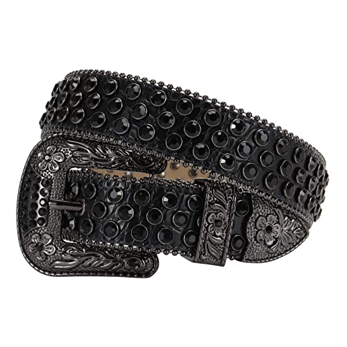 Men Women Rhinestone Belt, Western Leather Belt Vintage Diamond Studded Belt Cowgirl Cowboy Belt