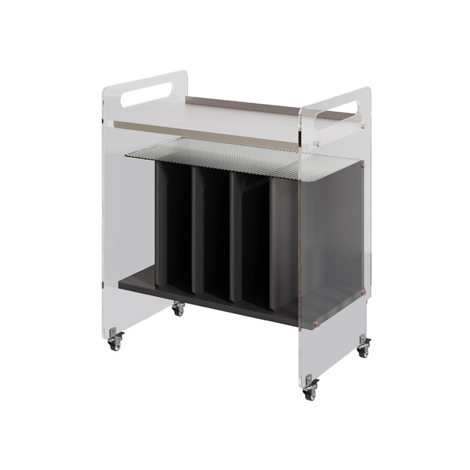 Huangj-0527 CD storage Home Wooden Vinyl Record Cabinet CD Albums Storage Rack with Casters Acrylic Supports Record