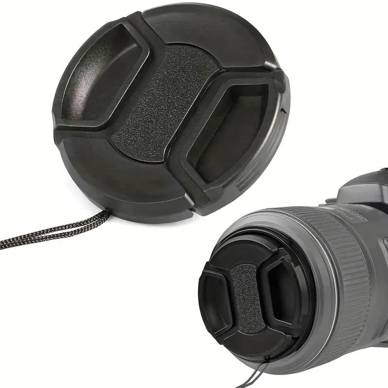 Tapa para Lentes de Camara, Tapa de protección Snap On, Tapa Protector Lente Camara, Tapa Objetivo Universal, Compatible con Nikon, Canon, Sony, Fujifilm, Pentax, Negro, 49 mm
