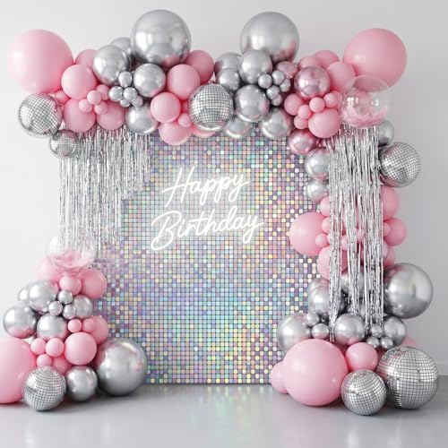 Image of RUBFAC Pink Balloons 135pcs Light Pastel Pink Balloon Different Sizes 18 12 10 5 Inch for Garland Arch Birthday Party Baby Shower Gender Reveal Wedding Anniversary Easter Decoration
