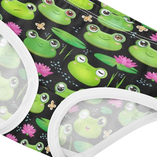 Joisal Cotton Toddlers Underwear Floral Cute Frog Lotus Leaf Black Girl Panties Cute Animals Kids Briefs Undies 2t4