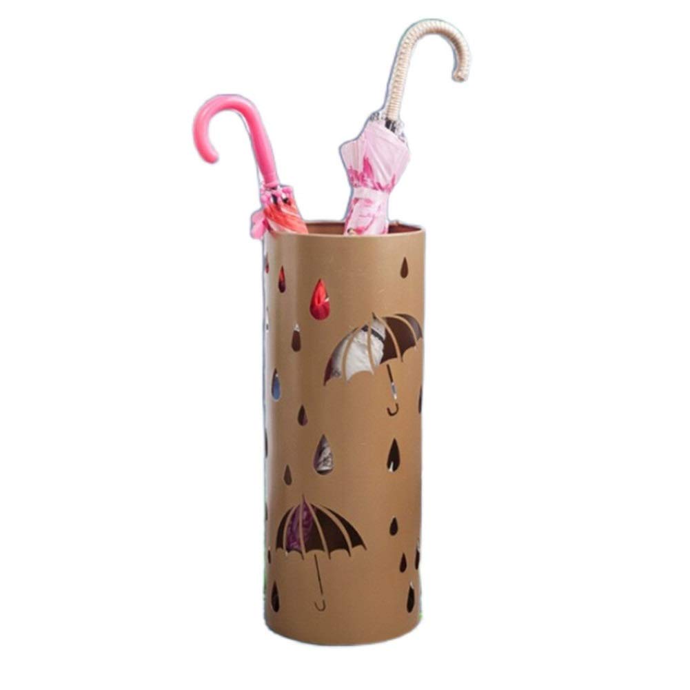Porte-parapluie rond en fer marron de 20x50 cm pour hall d'entrée