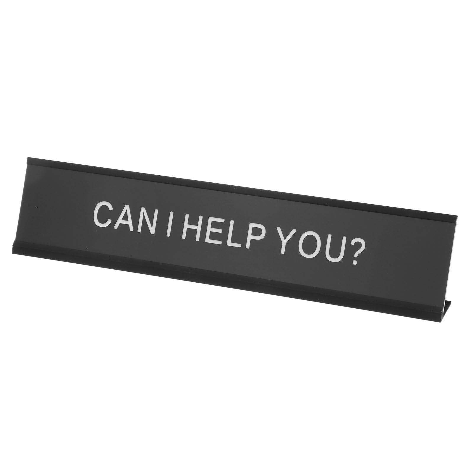 PATIKIL CAN I HELP YOU? Desk Name Plate, Aluminum Desk Plaque Funny Nameplate Sign for Office Coworker Prank Gifts Desk Decor, Black/White on Black โ image 1