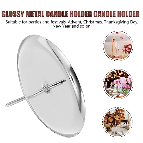 Stobok 432517YEPN9 Candle Fixing Holder Stand, 10Pcs Metal Candle Holders Plate Diy Handmade Iron Plate Pillar Candle Stand Tealight Candle Holders For Dinner Table Top Wedding Home Christmas Silver thumb #6