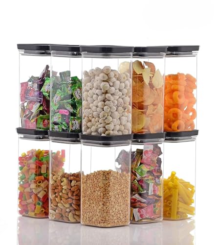 Image of Airtight Kitchen Grocery Square Transparent Unbreakable Plastic Food Storage Container Leakproof Lid Easy Store Wash 1100ml Pack Of 6 Pantry Masala Dry Fruit Organizer