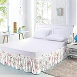 Morbuy Falda de Cama Elástico con Volante, Faldones de Cama Caída con Volantes Falda de Cama Prueba de Polvo Estilo Envolvente 38/45cm Drop Longitud (135 * 200 * 45cm,Flor Vegetariana 5)