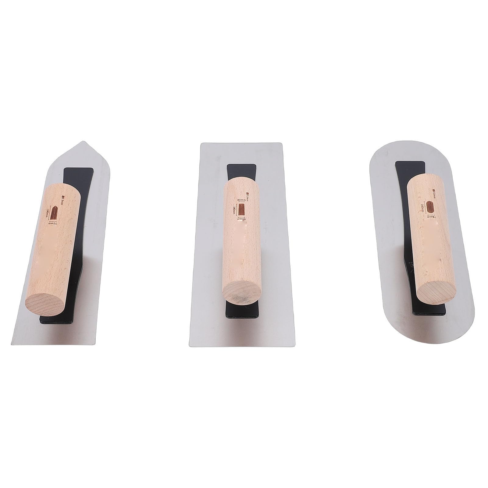 Cazzuola per Cartongesso, Set di 3 Spatole per Intonaco con Lame in Acciaio Inossidabile Lucidato, Spatola per Margini con Manico in Legno per Riparazioni di Cartongesso, Lisciatura delle