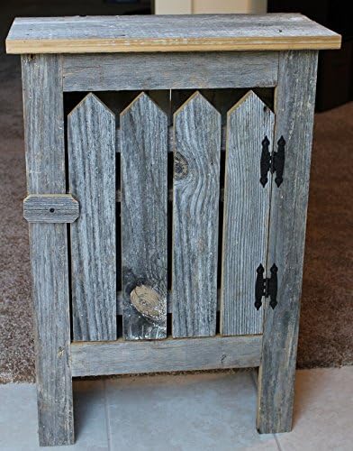 Barnwood Cabinet with Picket Fence Front Door. Measures 18" X 9" X 29". Color of Barn Wood May Vary According to Availability.