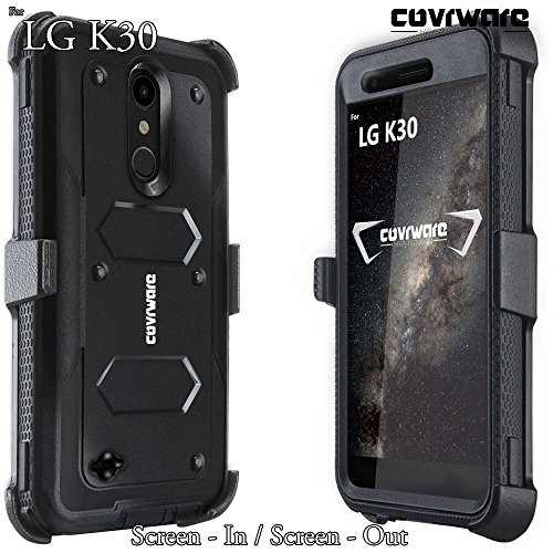 Covrware Aegis Series Case For Lg K30 / Lg Premier Pro Lte / Lg Harmony 2 With Built-In [Screen Protector] Heavy Duty Full-Body Rugged Holster Armor Case [Belt Swivel Clip][Kickstand], Black #TOP3
