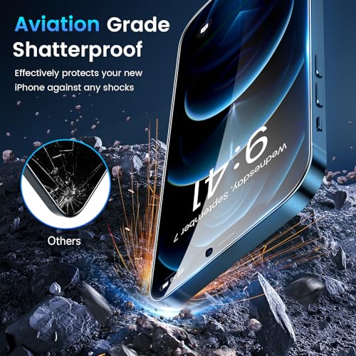 Image of Fotbor for [3+3 Pack] iPhone 12 Pro Screen Protector with Camera Lens Protector, 9H Shatterproof Tempered Glass Film with Easy Installation Frame, HD Clear Sensitive Full Coverage 6.1 Inch