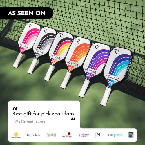 Image of ROKNE Curve Classic Pickleball Paddle, USAPA Approved Pickle Ball Rackets, ProGrit Texture, Max Spin & Control, Comfort Cushion Grip, Long Handle, Fiberglass, Polypropylene Honeycomb Core