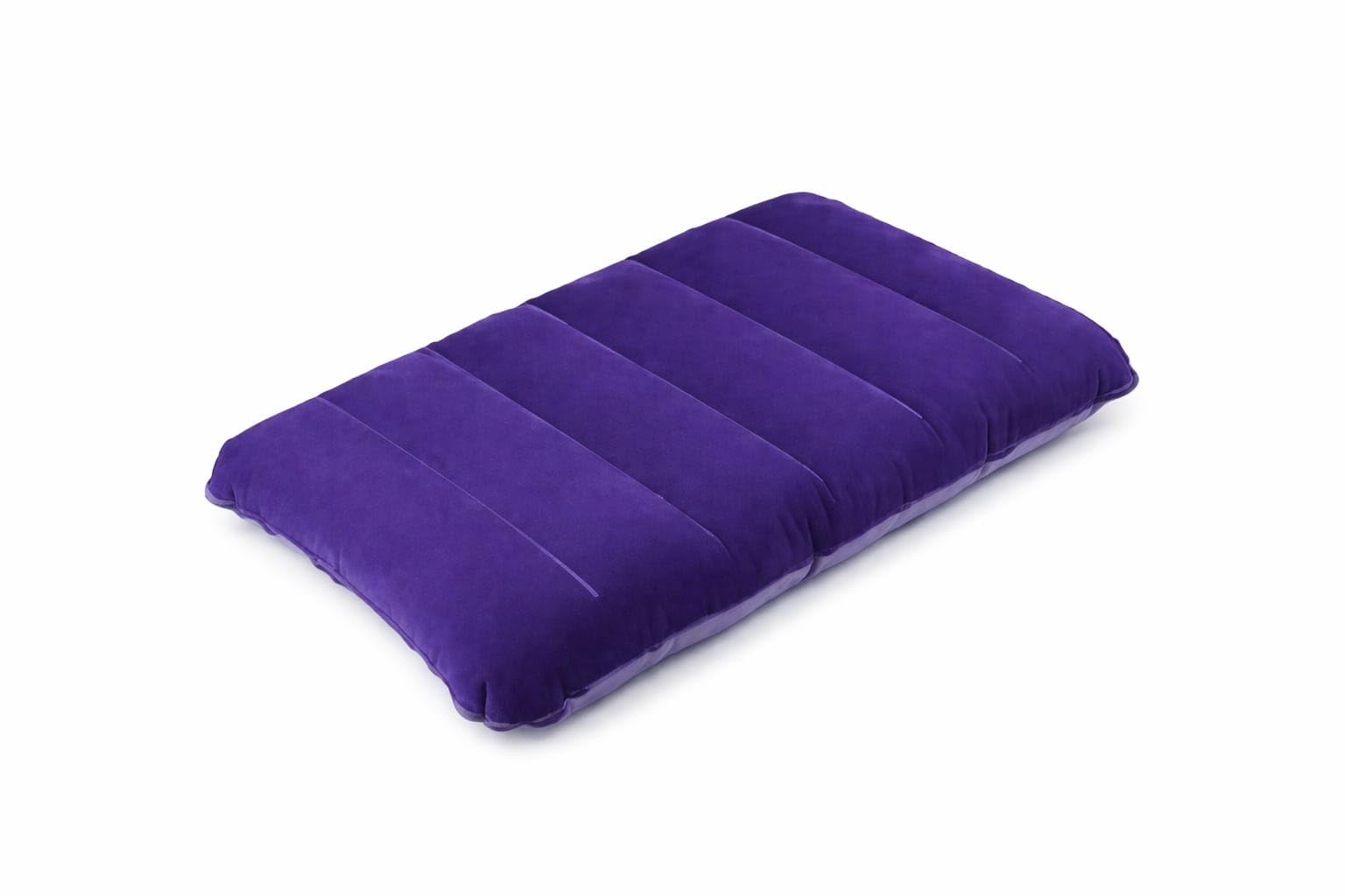Inflatable Pillow, Purple, Travel Camping Sleeping Cushion, Portable Rectangular Design Pack of (1)