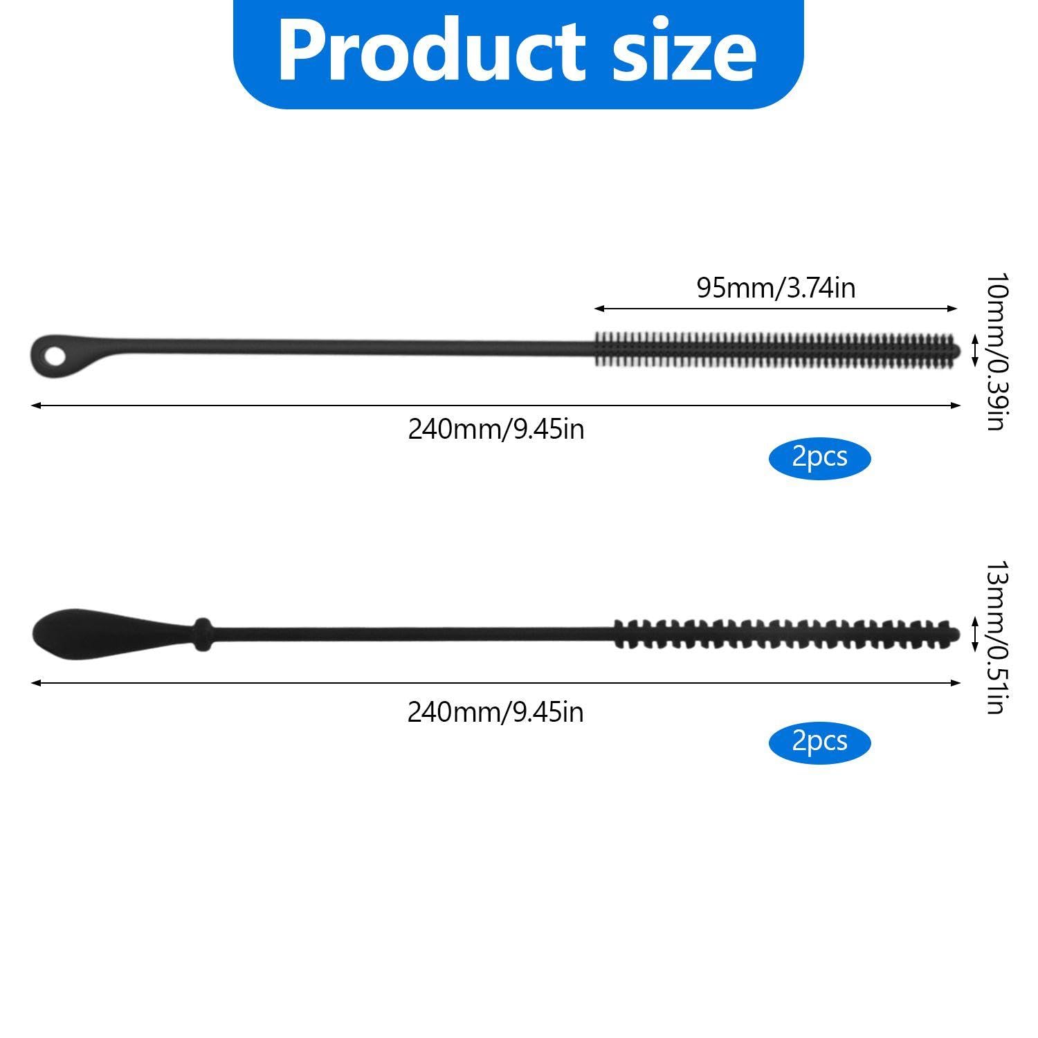 XMNIVATE 4 Pieces Of Black Silicone Straw Brushes, Bendable Pipe Gap Cleaning Brushes, Reusable, Suitable For Pacifiers And Spouts - Image 2