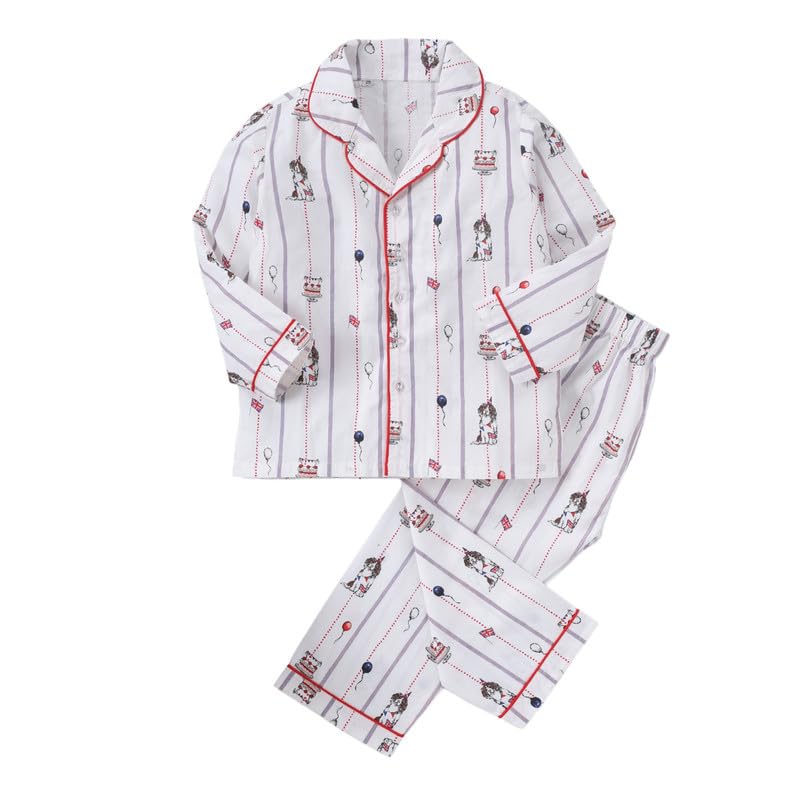 Image of Girls Premium Cotton Full Sleeves Printed Nightsuit Set | Collar Style Night Dress for Girls | Soft & Breathable Pajama Set | Trendy Kids Sleepwear & Nightwear