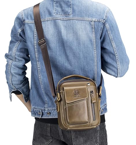 Image of Leather Shoulder Bag for Men Small Mens Crossbody Bag Purses Handbags | Small