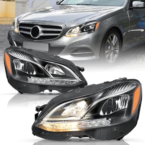 TUSDAR Halogen Headlight Assembly Replacement for 2014 2015 2016 Mercedes-Benz E-Class W212 Headlamp W/O Cornering Light Driver and Passenger Side LH+RH