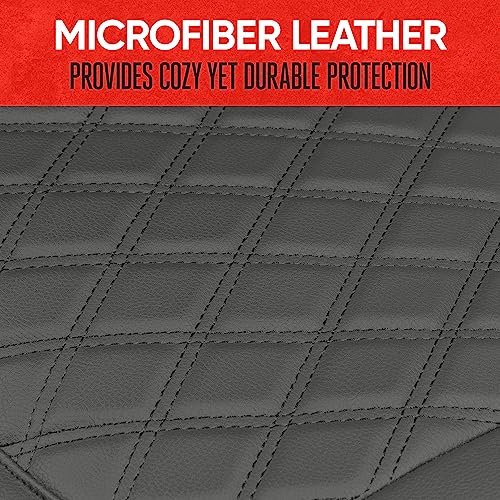 Image of Motor Trend Car Seat Cushion, 2 Pack - Diamond Stitched Faux Leather Seat Covers for Cars Trucks SUV, Gray Padded Car Seat Covers with Storage Pockets, Premium Automotive Seat Covers for Front Seats