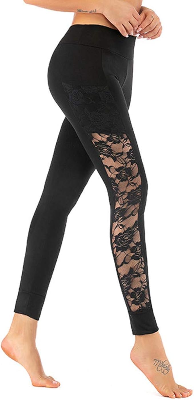 Hiroo Donna Leggings Sportivi Ricamo Floreale Pantaloni Yoga Pizzo Laterale  Pantaloni Yoga Eleganti Vita Alta Push up Pantaloni Yoga Leggero  Traspirante Leggings Sport Palestra Yoga Pantaloni : Amazon.it:  Abbigliamento