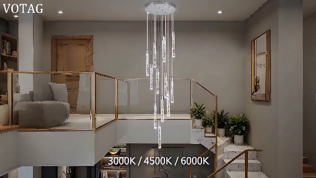 Image of 12-Lights Bubble Crystal Chandelier for Entryway High Ceiling,Chrome