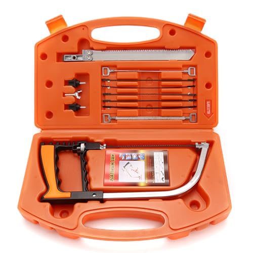 WAIZHIUA Handsäge Bügelsäge Set, 13-in-1 Multifunktionssäge Metallsäge, Einstellbarer Rahmen, Handsägen Set mit 6 HSS Stahl Sägeblätter für Metall Glas Fliesen Holz Kunststoff