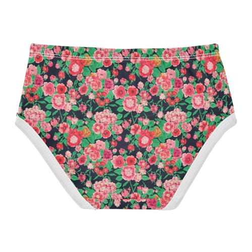 Joisal Cotton Toddlers Underwear Floral Pink Floral Print Black Panties Little Girl Artistic Briefs Underpants 2t2