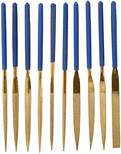 10 Pcs Diamond Files 3x140 mm Mini Files Titanium Diamond Coating Needle Flat File Set Metal Working Craft Tools for Ceramic Glass Gem Stone Hobbies and Crafts Wood