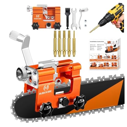 OMCCHK Chainsaw Sharpener Jig Kit with 5 Diamond Sharpening Bits, Universal Portable Hand Crank Chainsaw Accessories Tool for 4"-22" Chain Saw Sharpening