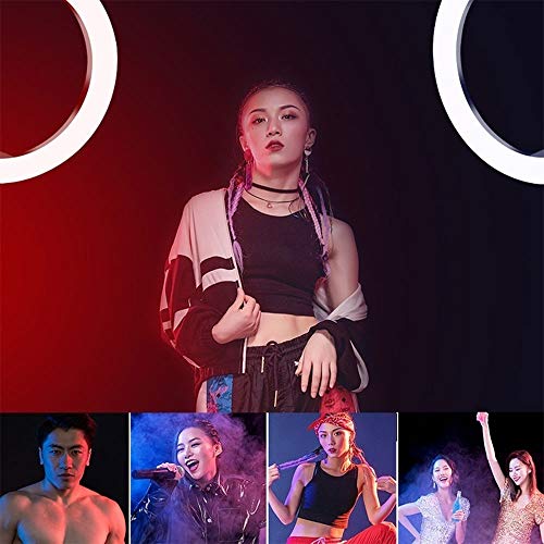 JUNKAI Anel de luz para selfie de 25 cm, 14 cores RGB anel circular de LED 10 níveis de brilho supor